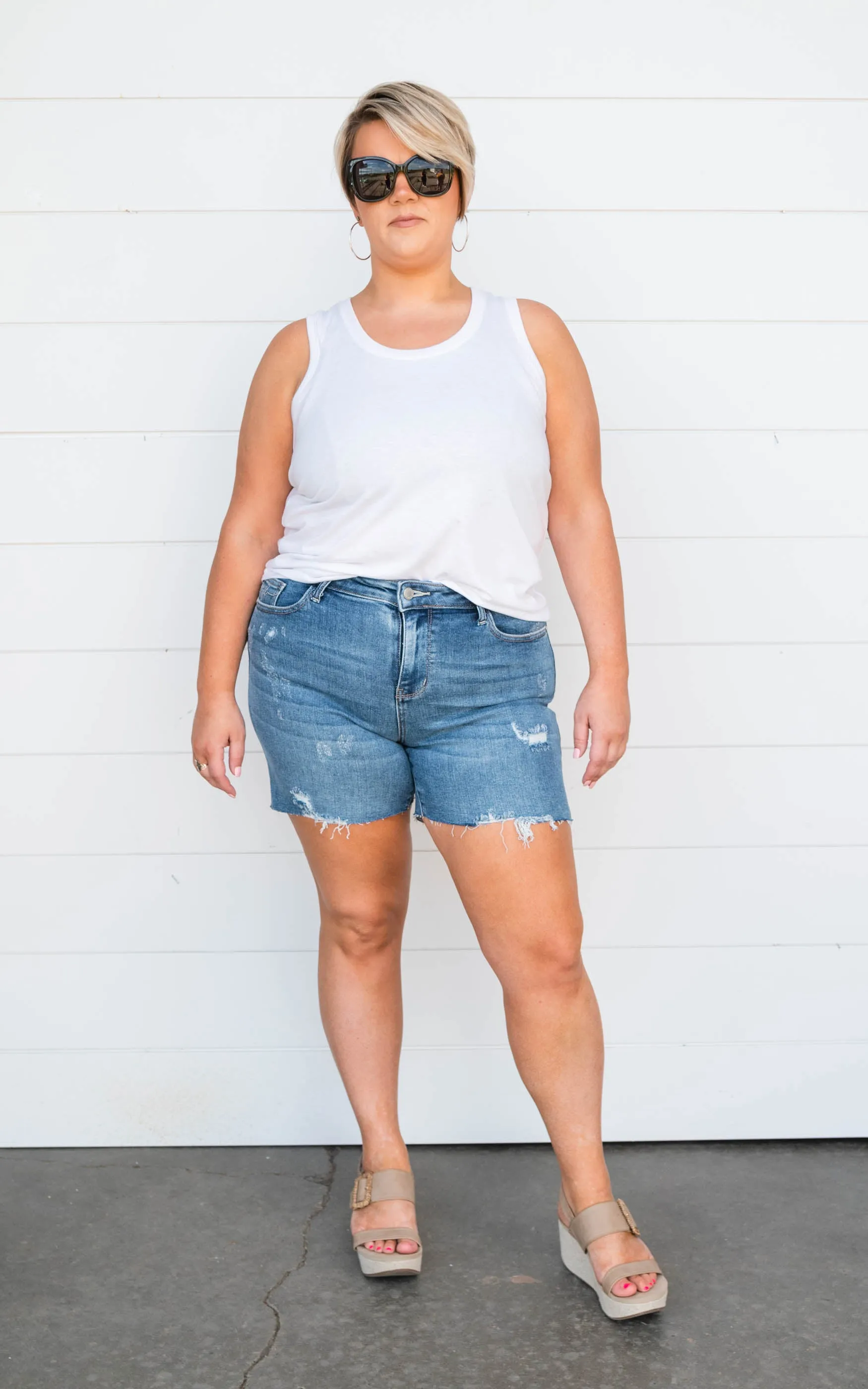 Hi-Waist Cutoff Denim Shorts - Judy Blue - Final Sale*