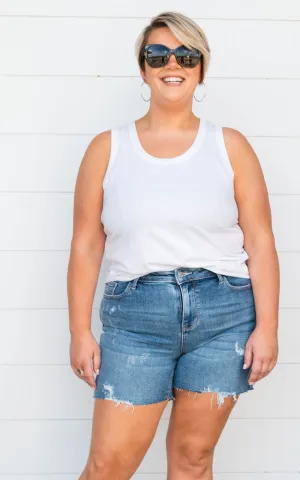 Hi-Waist Cutoff Denim Shorts - Judy Blue - Final Sale*