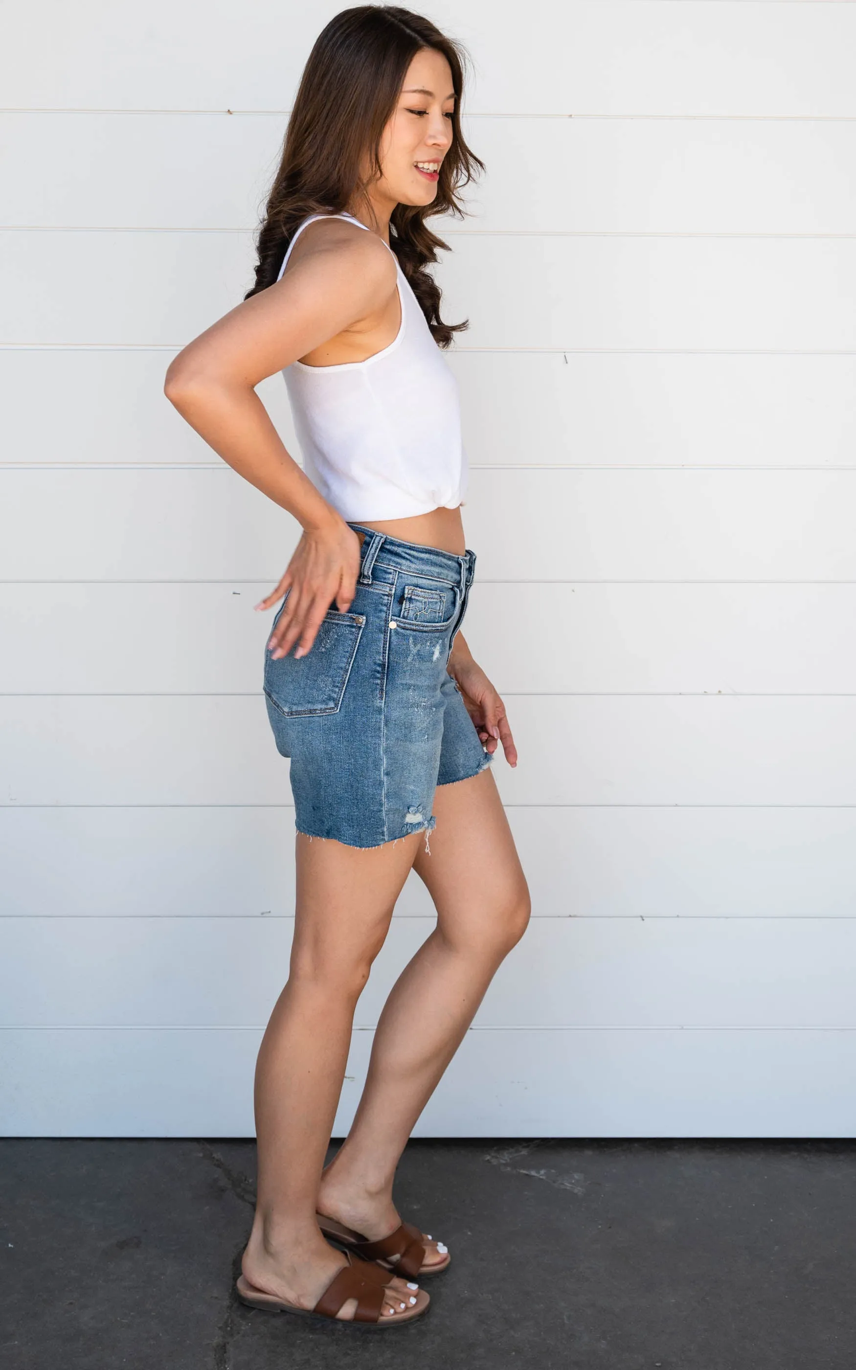 Hi-Waist Cutoff Denim Shorts - Judy Blue - Final Sale*