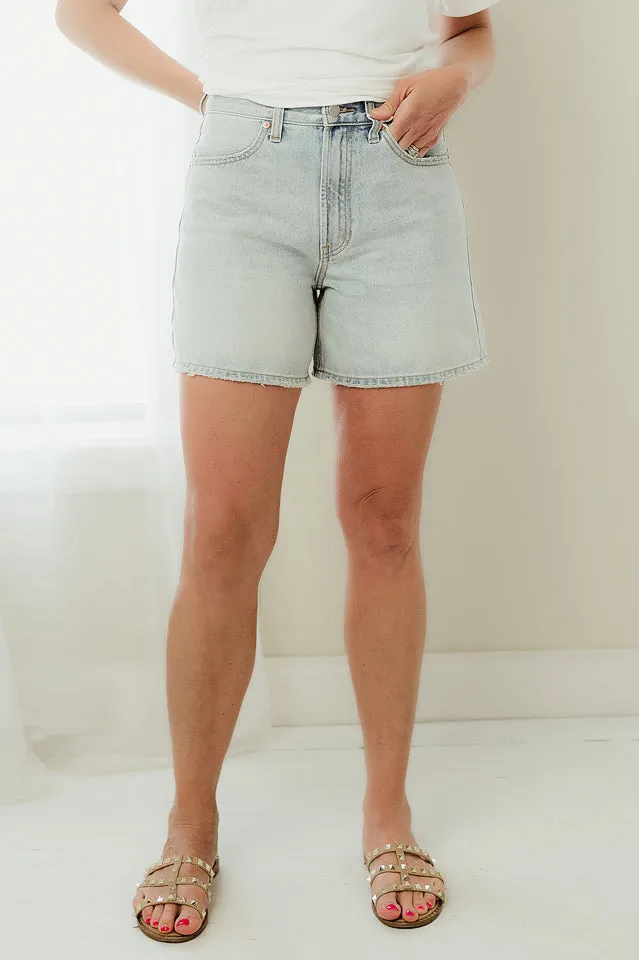 High Rise Denim Wash Shorts