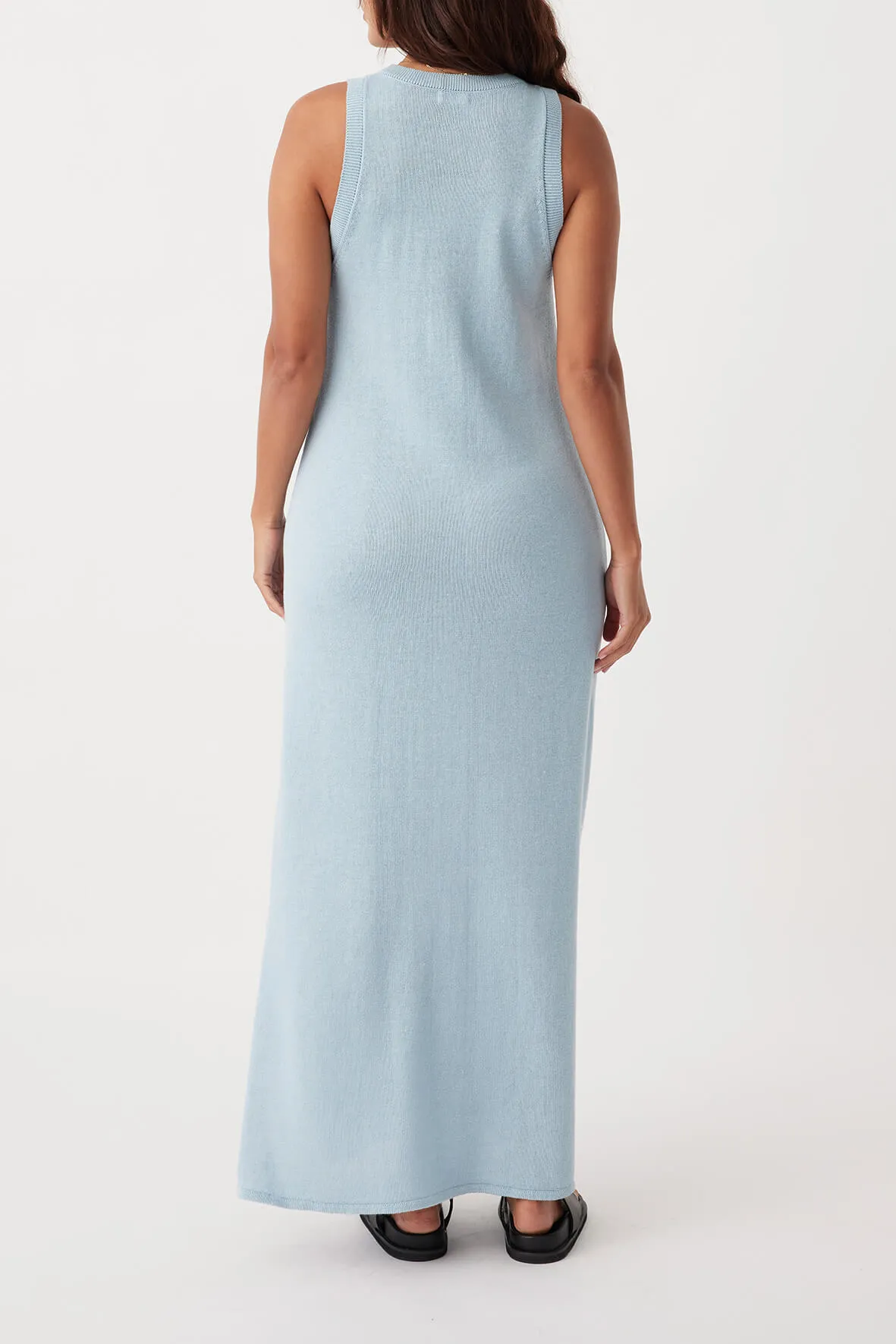 Izi Organic Linen Cotton Maxi Dress - Sky