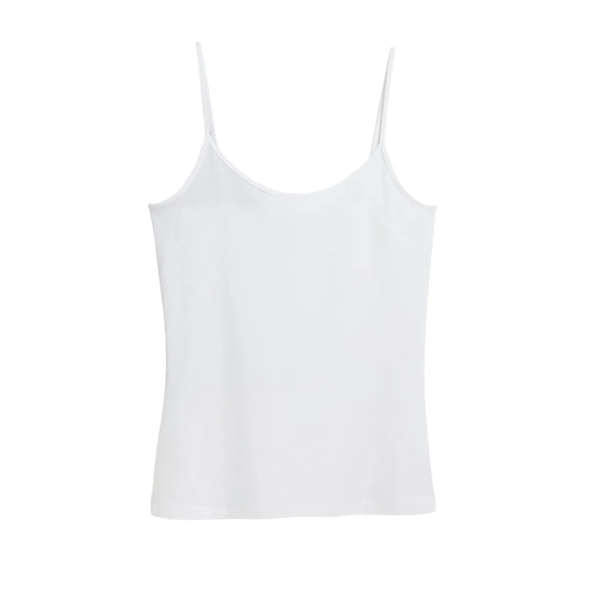Ladies Cotton Scoop Neck Camisole Non- Adjustable Spaghetti Strap Tank Top