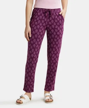 Micro Modal Cotton Relaxed Fit Printed Pyjama with Side Pockets - Purple Wine Assorted Prints