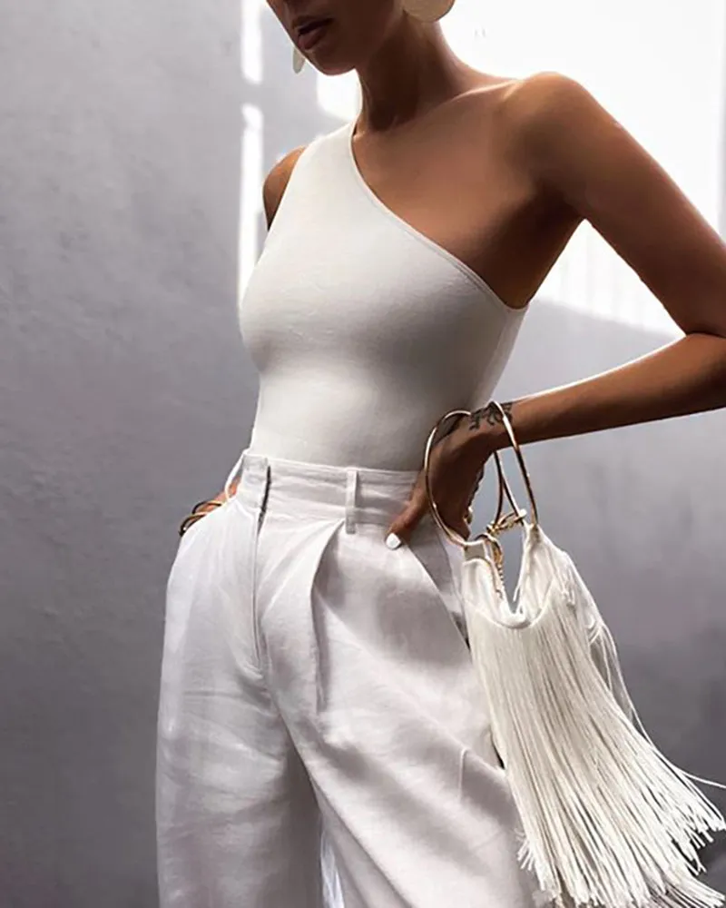 One-shoulder Sports Tank Tops Crop Tops Vest