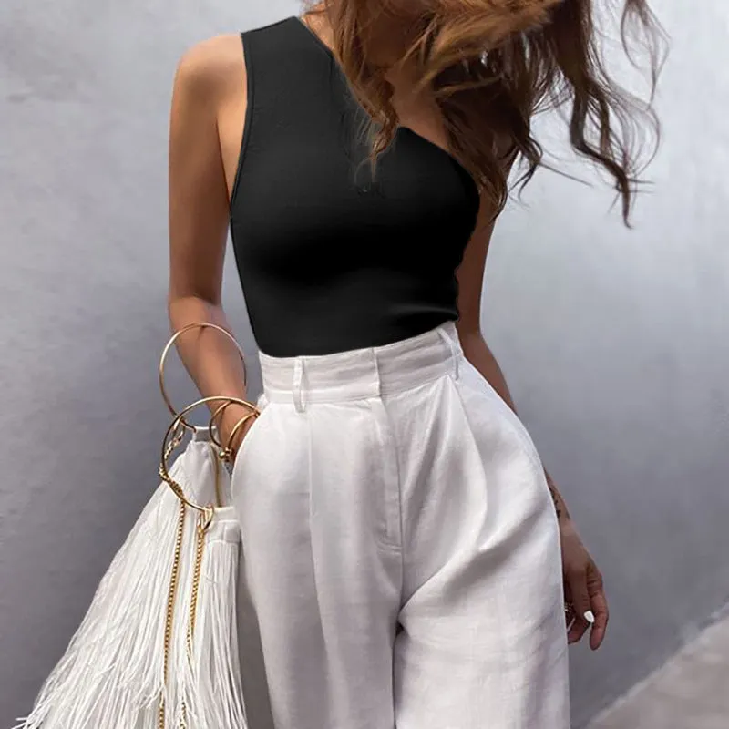 One-shoulder Sports Tank Tops Crop Tops Vest
