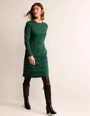 Penelope Jersey Dress-Amazon Green, Carnation Stamp