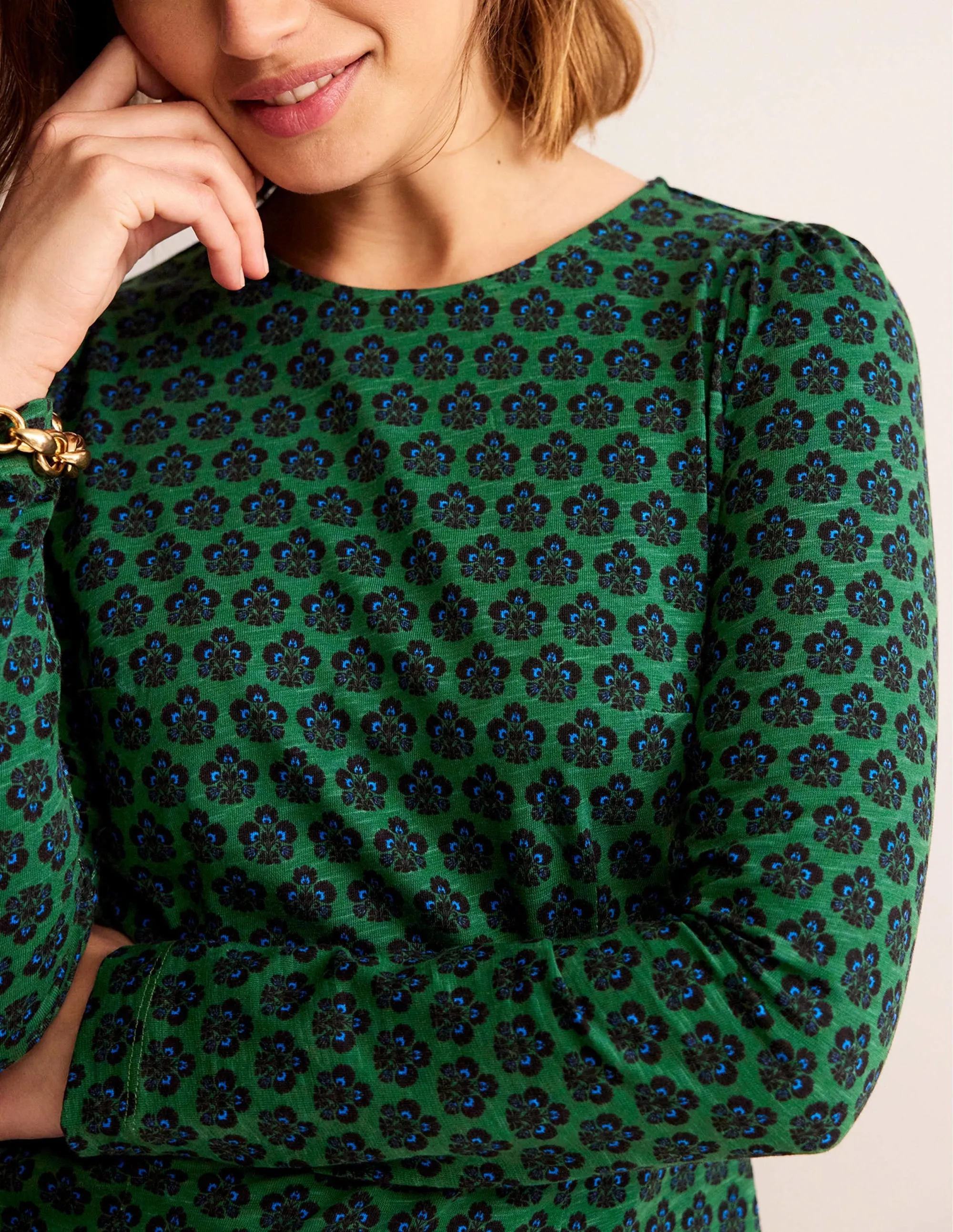 Penelope Jersey Dress-Amazon Green, Carnation Stamp