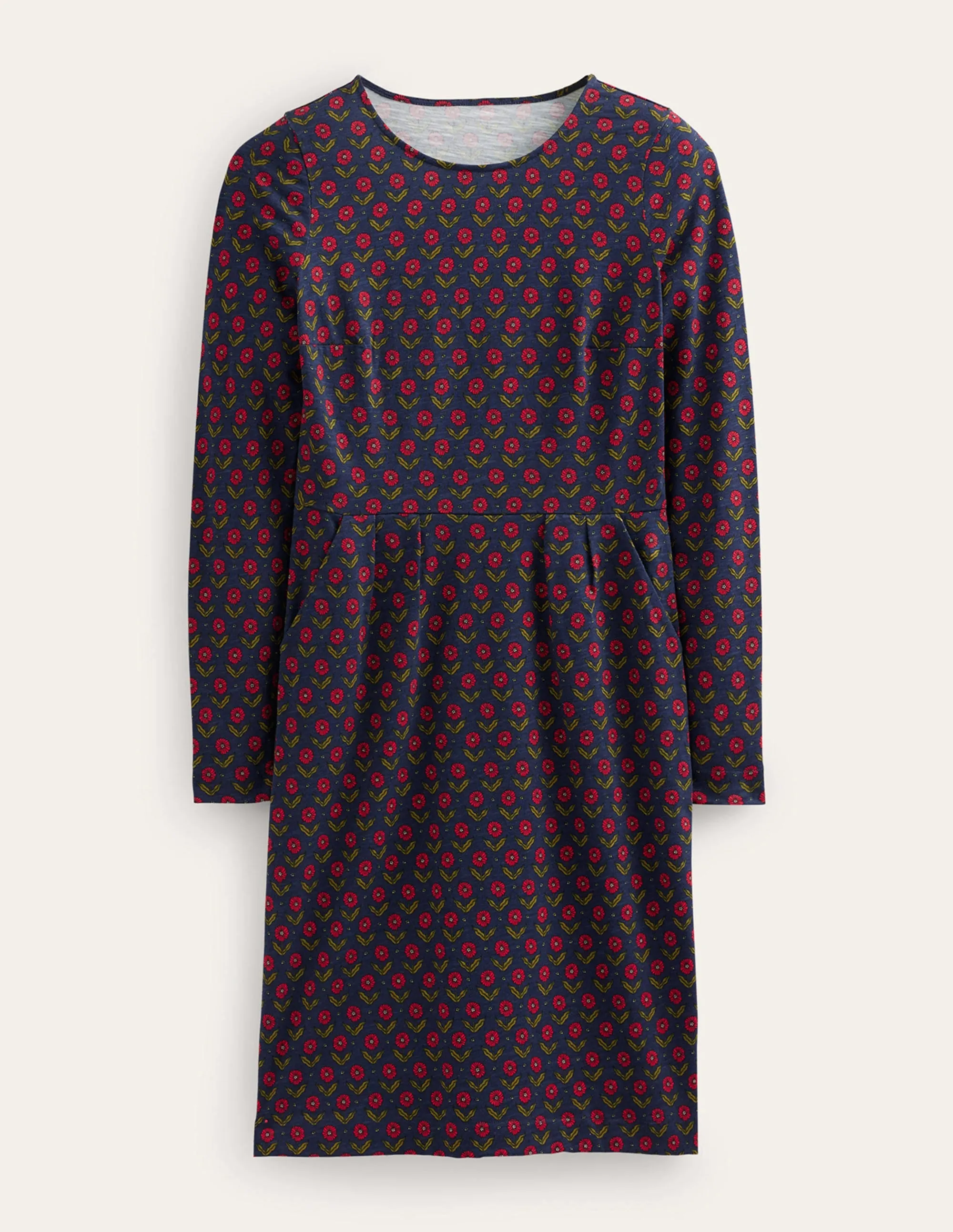Penelope Jersey Dress-Navy, Daisy Foliage