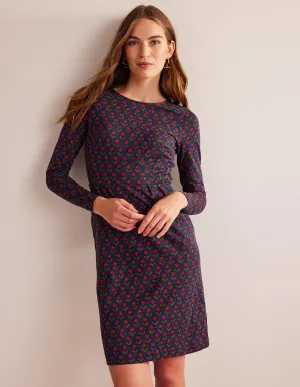Penelope Jersey Dress-Navy, Daisy Foliage