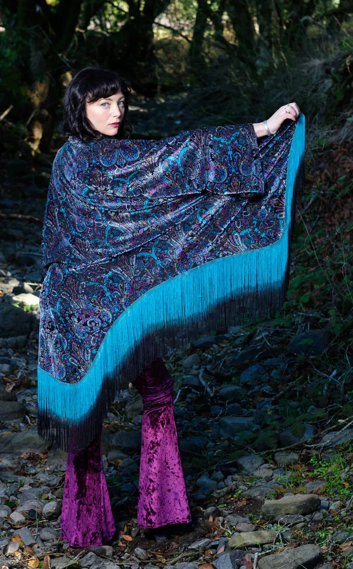 Purple Paisley Burnout Velvet Kimono