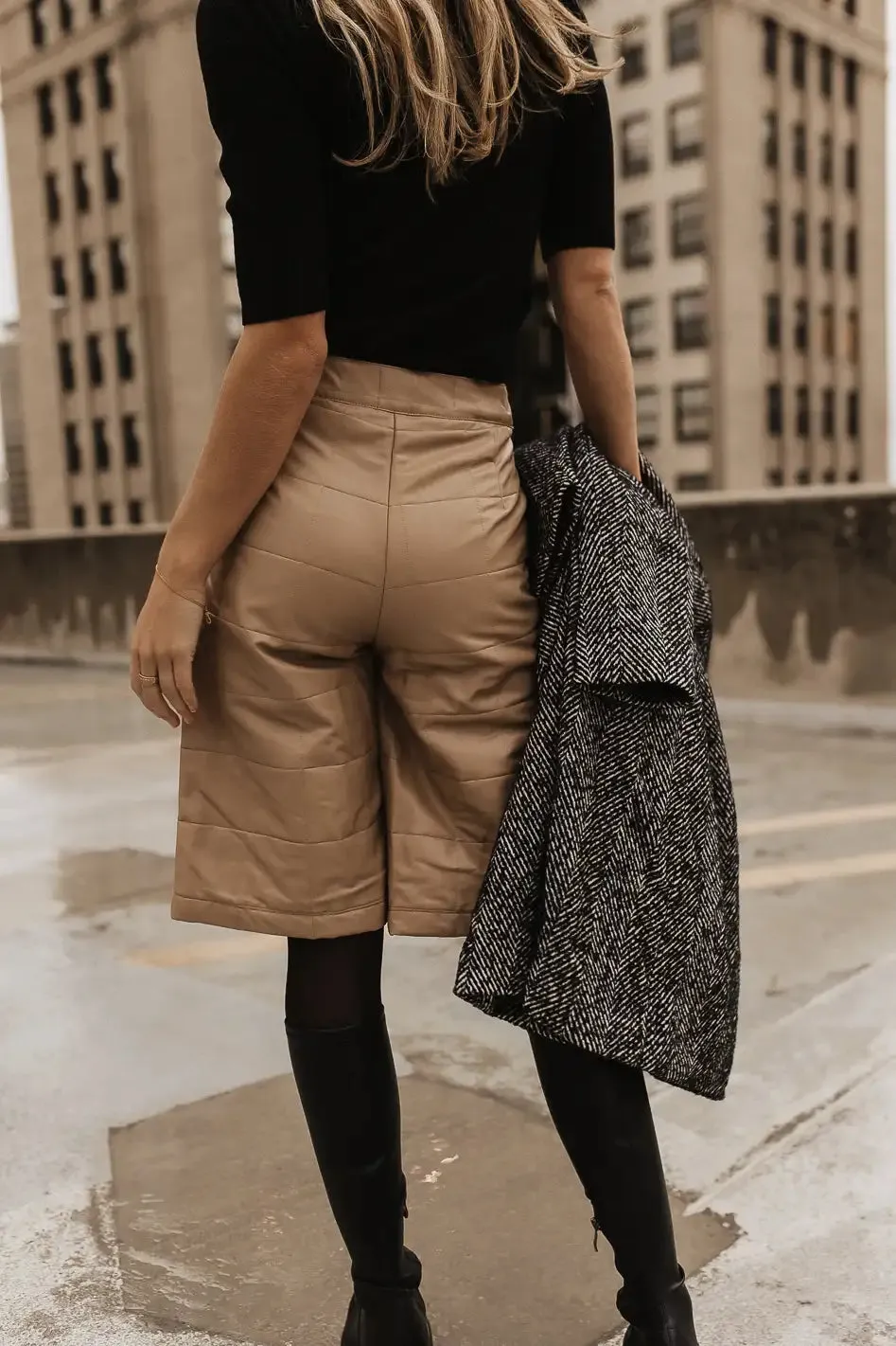 Quilted Vegan Leather Bermuda Shorts - FINAL SALE