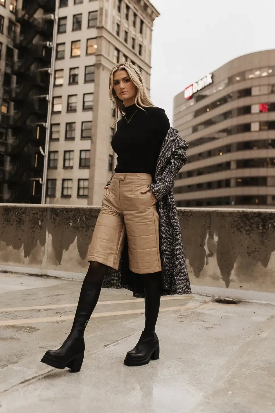 Quilted Vegan Leather Bermuda Shorts - FINAL SALE