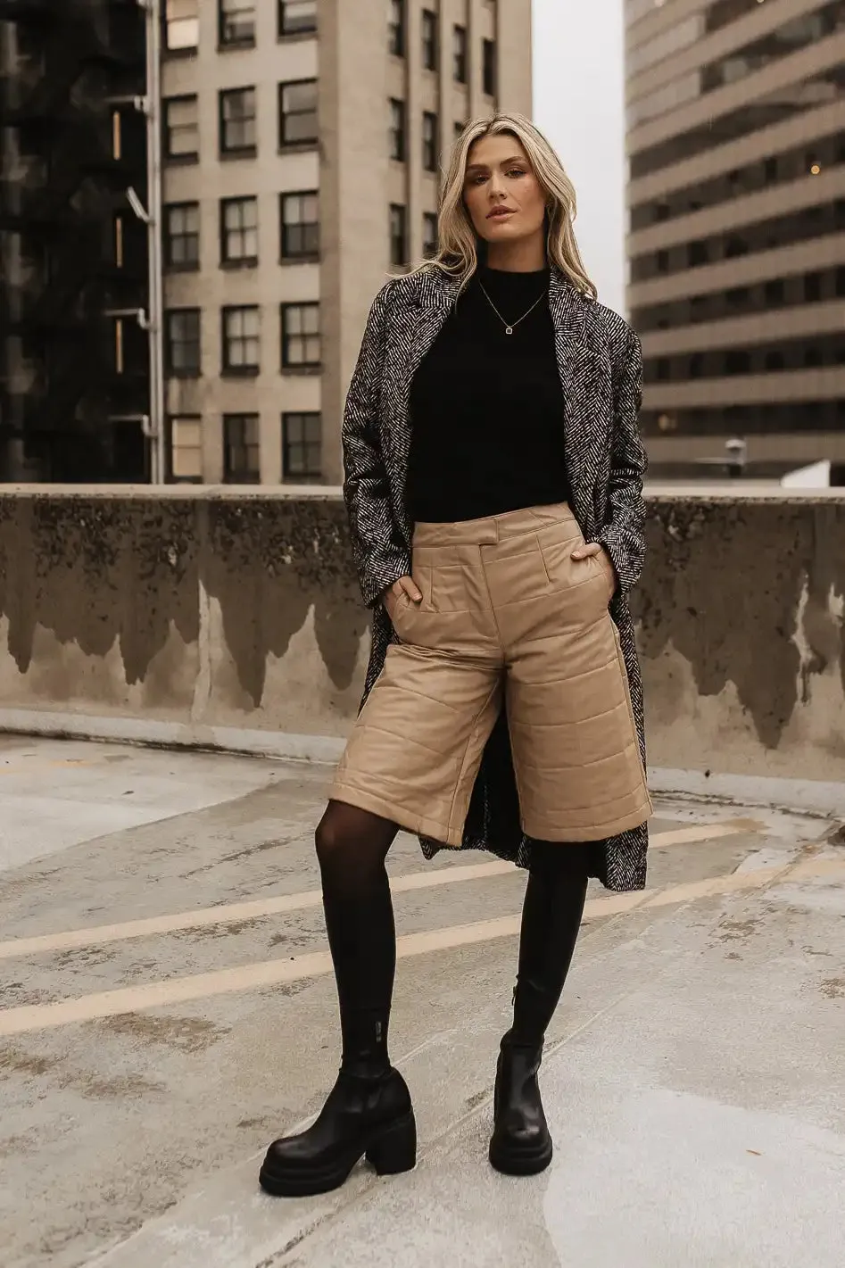 Quilted Vegan Leather Bermuda Shorts - FINAL SALE