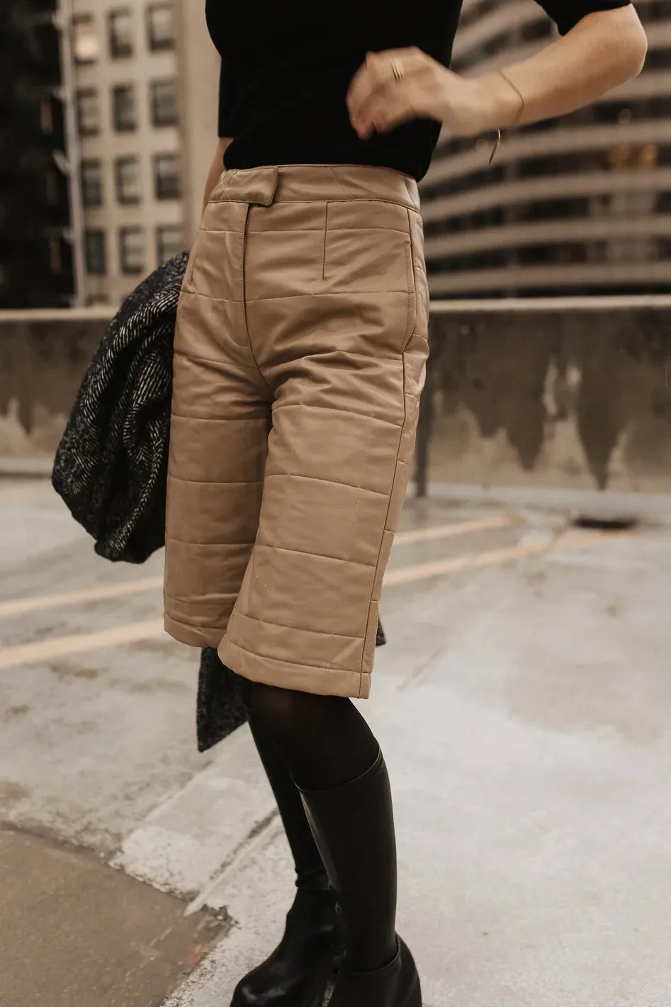 Quilted Vegan Leather Bermuda Shorts - FINAL SALE