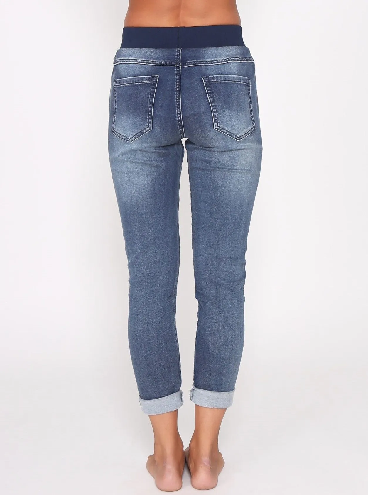 Riley Stretch Denim Joggers - Blue