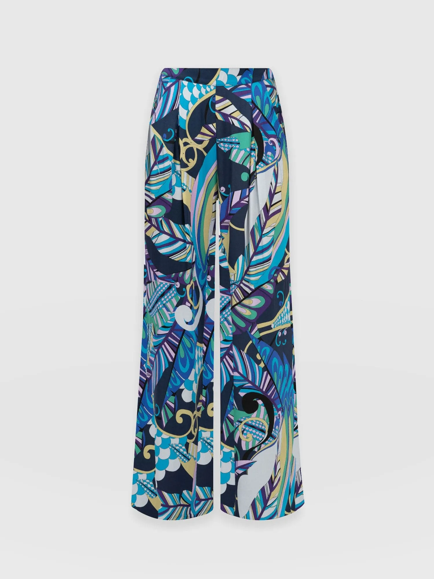 Rowan Wide Leg Pant - Blue Palm