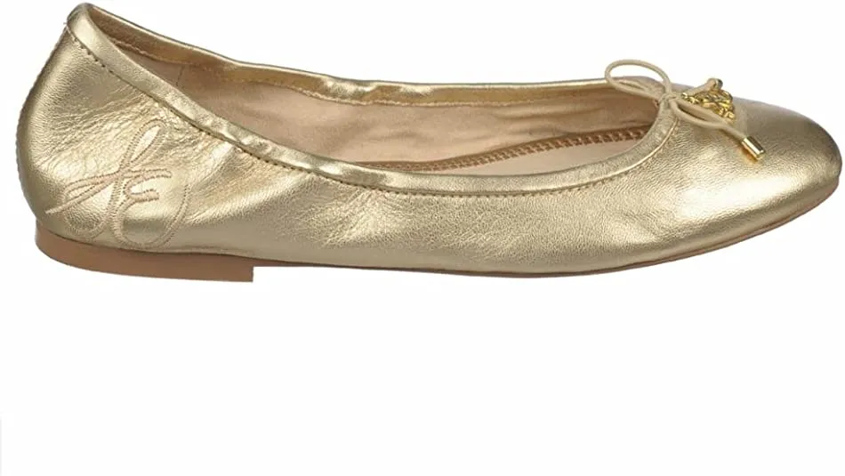 Sam Edelman Felicia Rich Gold Slip On Rounded Closed Toe Flexible Ballet Flat
