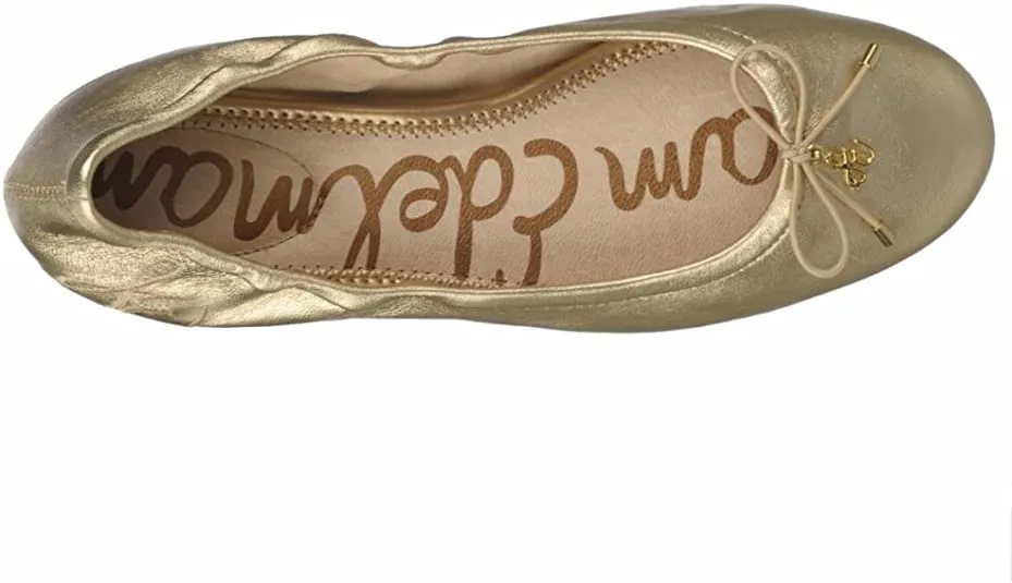 Sam Edelman Felicia Rich Gold Slip On Rounded Closed Toe Flexible Ballet Flat