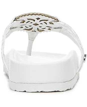 Sam Edelman Jules Medallion White Footbed Round Toe Slip-on Thong Slide Sandals