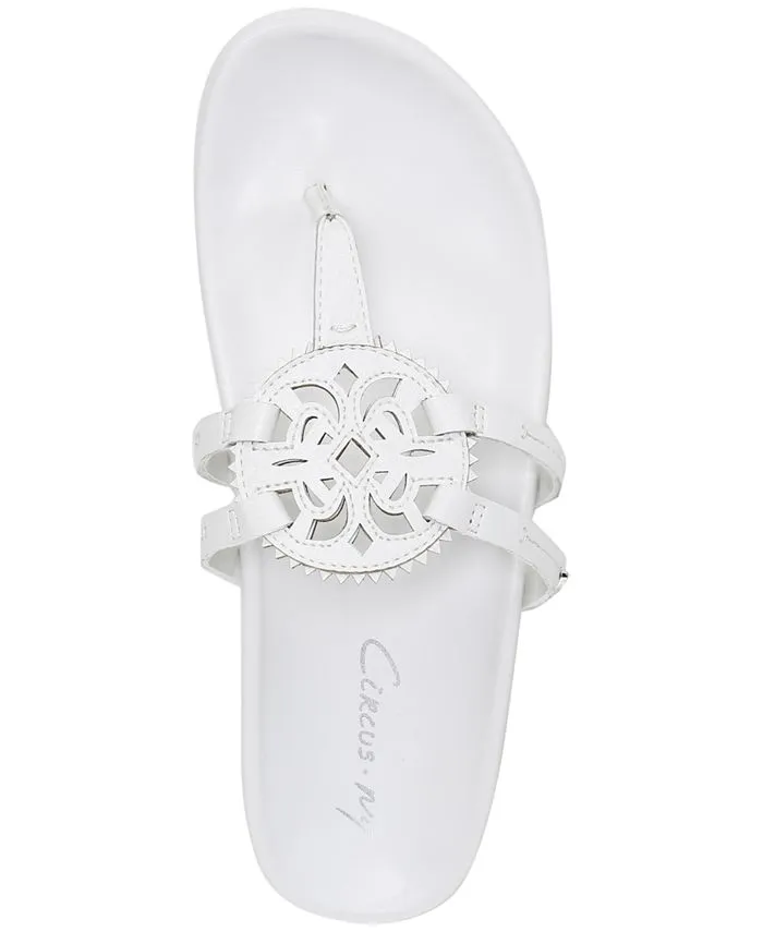 Sam Edelman Jules Medallion White Footbed Round Toe Slip-on Thong Slide Sandals