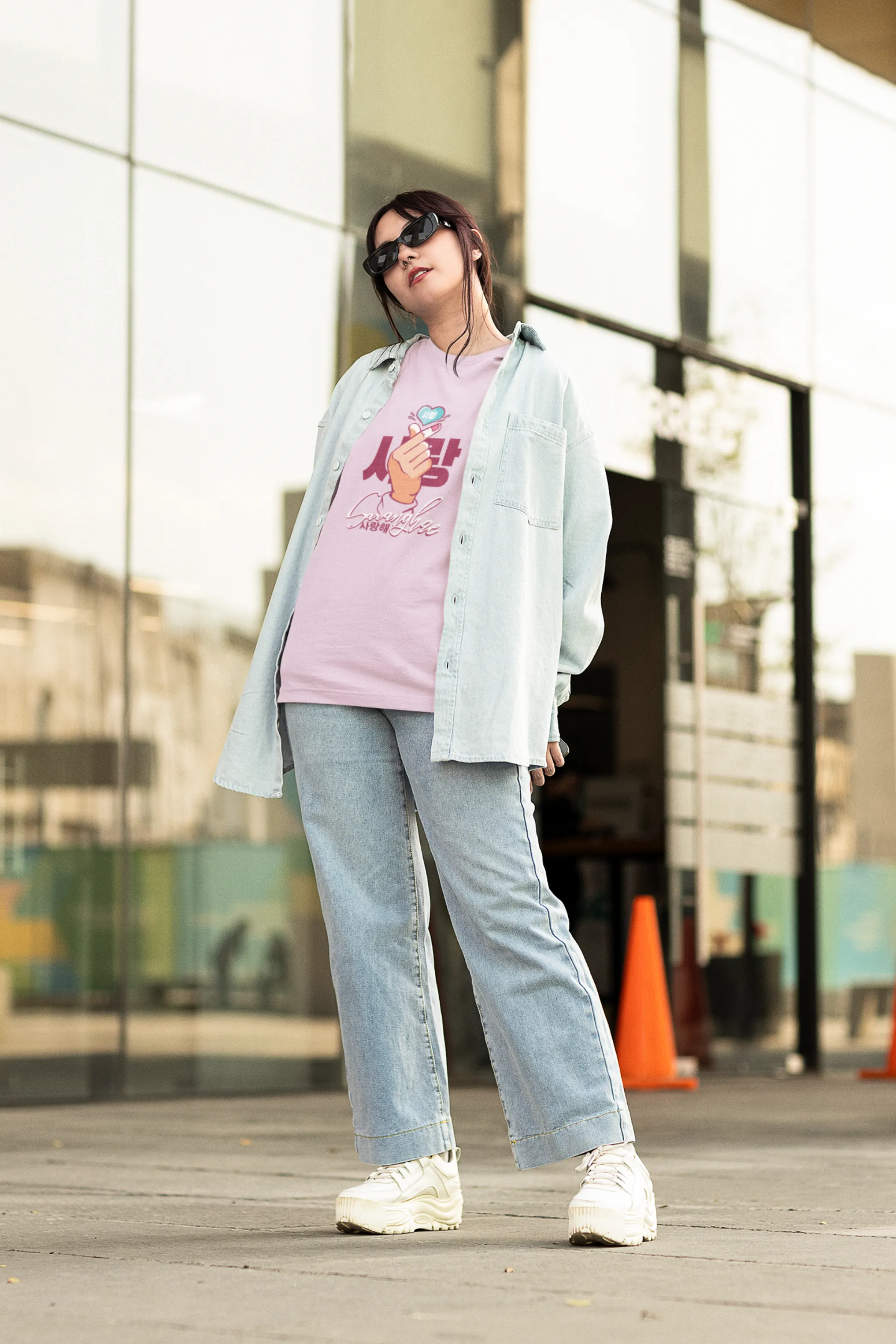 Saranghae Love Printed Oversized T-shirt for women