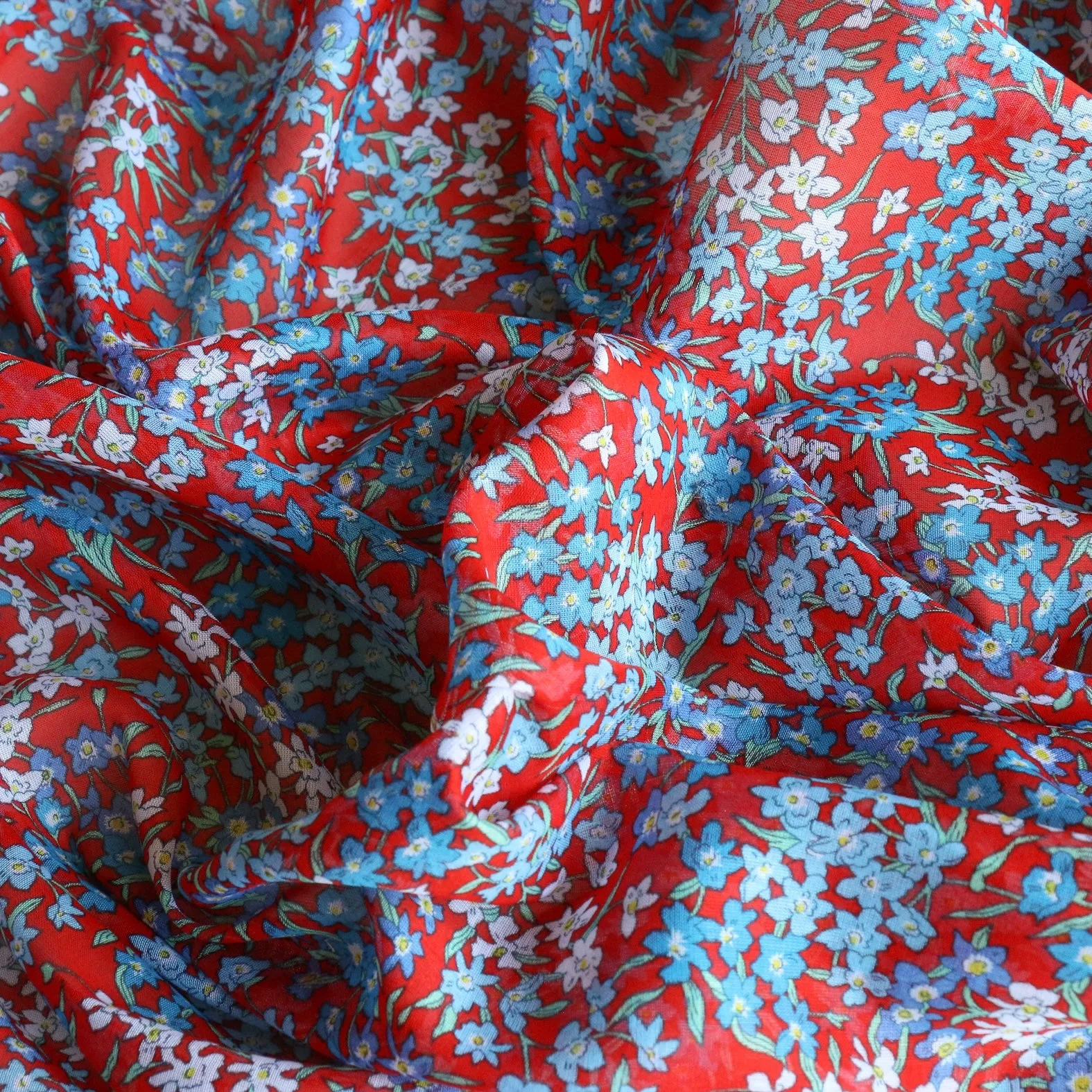 Sea Blossom Red - Liberty Fabrics - Chloe Cotton Chiffon