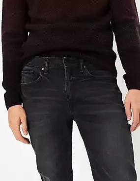 Slim Fit Vintage Wash Stretch Jeans