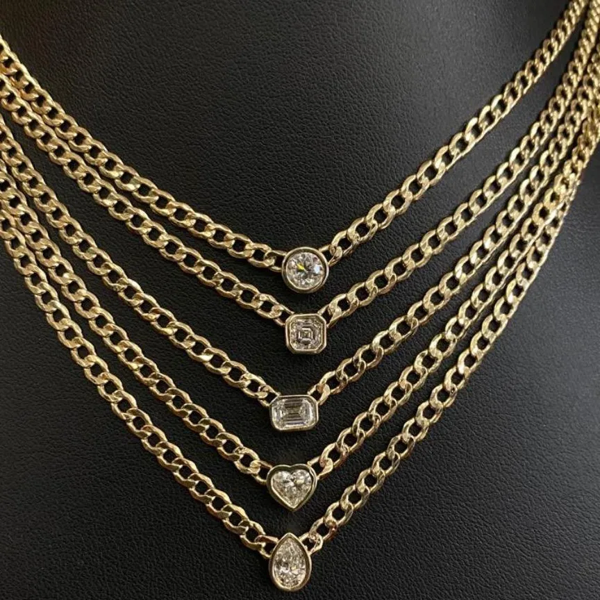 Statement Fancy Diamond Bezel Cuban Link Necklace