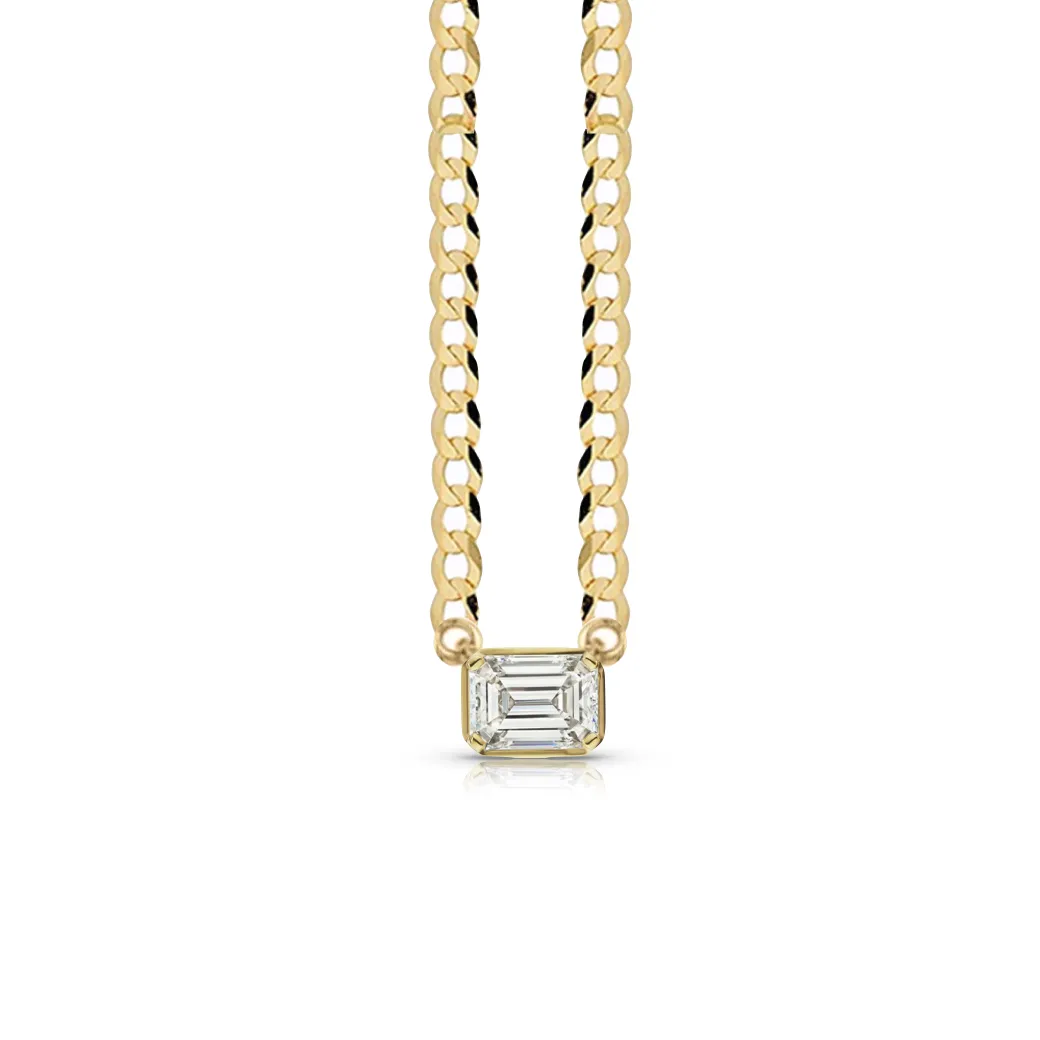Statement Fancy Diamond Bezel Cuban Link Necklace