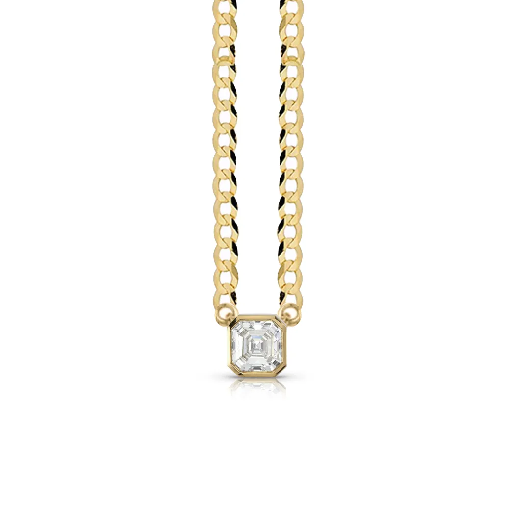 Statement Fancy Diamond Bezel Cuban Link Necklace