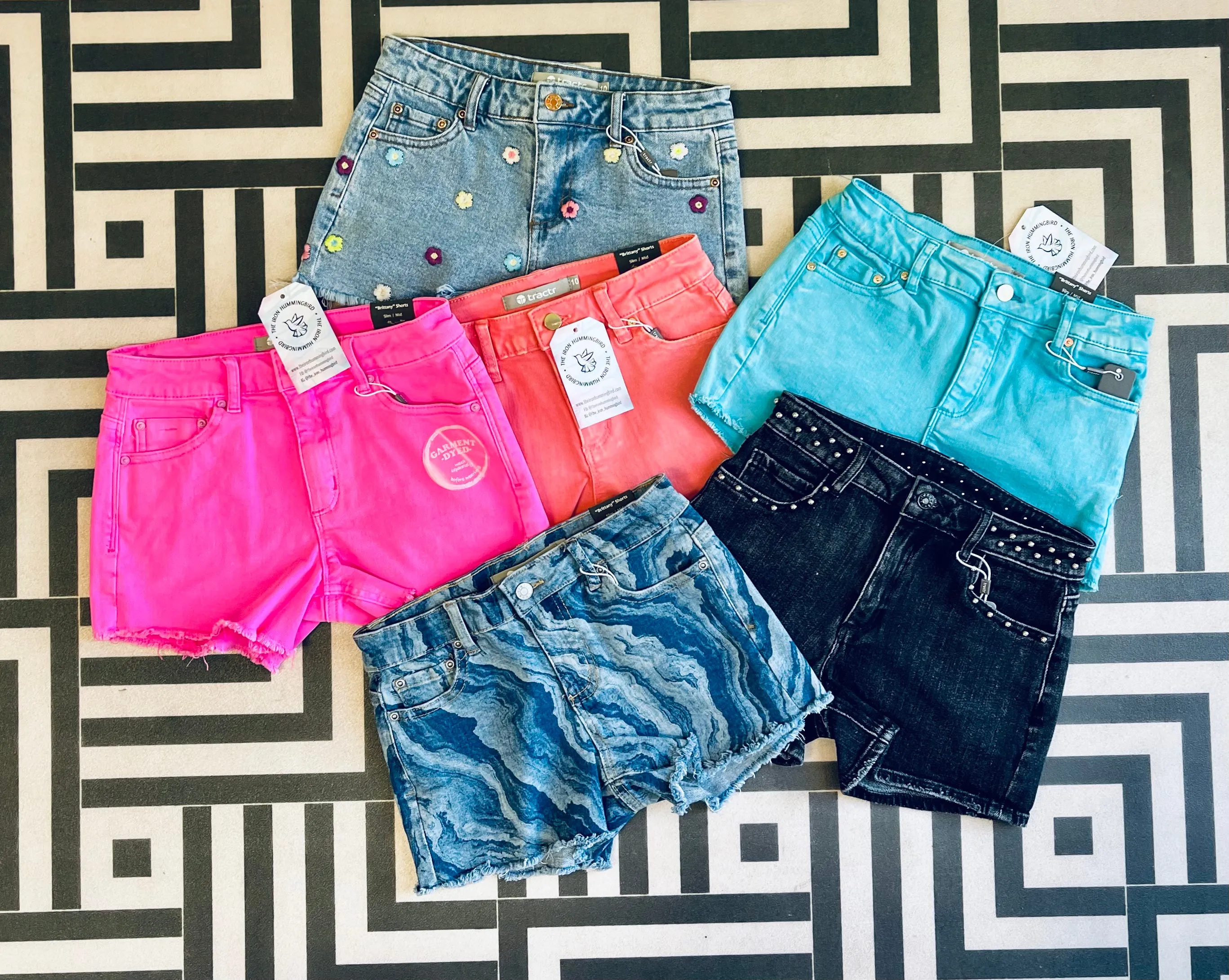Tractr Black Studded Waistband Shorts