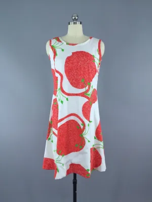 Vintage 1960s Day Dress / Tomato Novelty Print