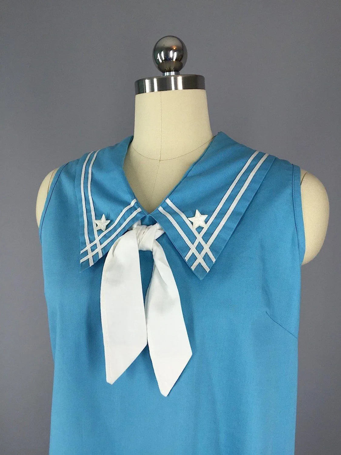 Vintage 1960s Shift Dress / Nautical Sailor