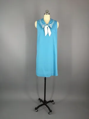Vintage 1960s Shift Dress / Nautical Sailor
