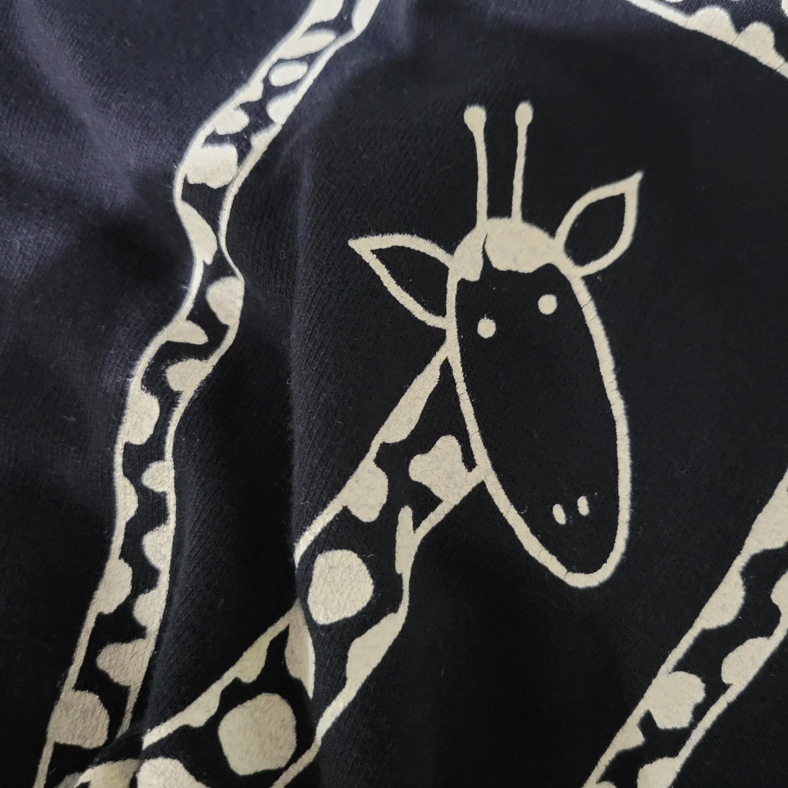 Vintage Cite Giraffe Knit Dress Black Maxi Wearable Art Graphic Lounge Casual Size Small