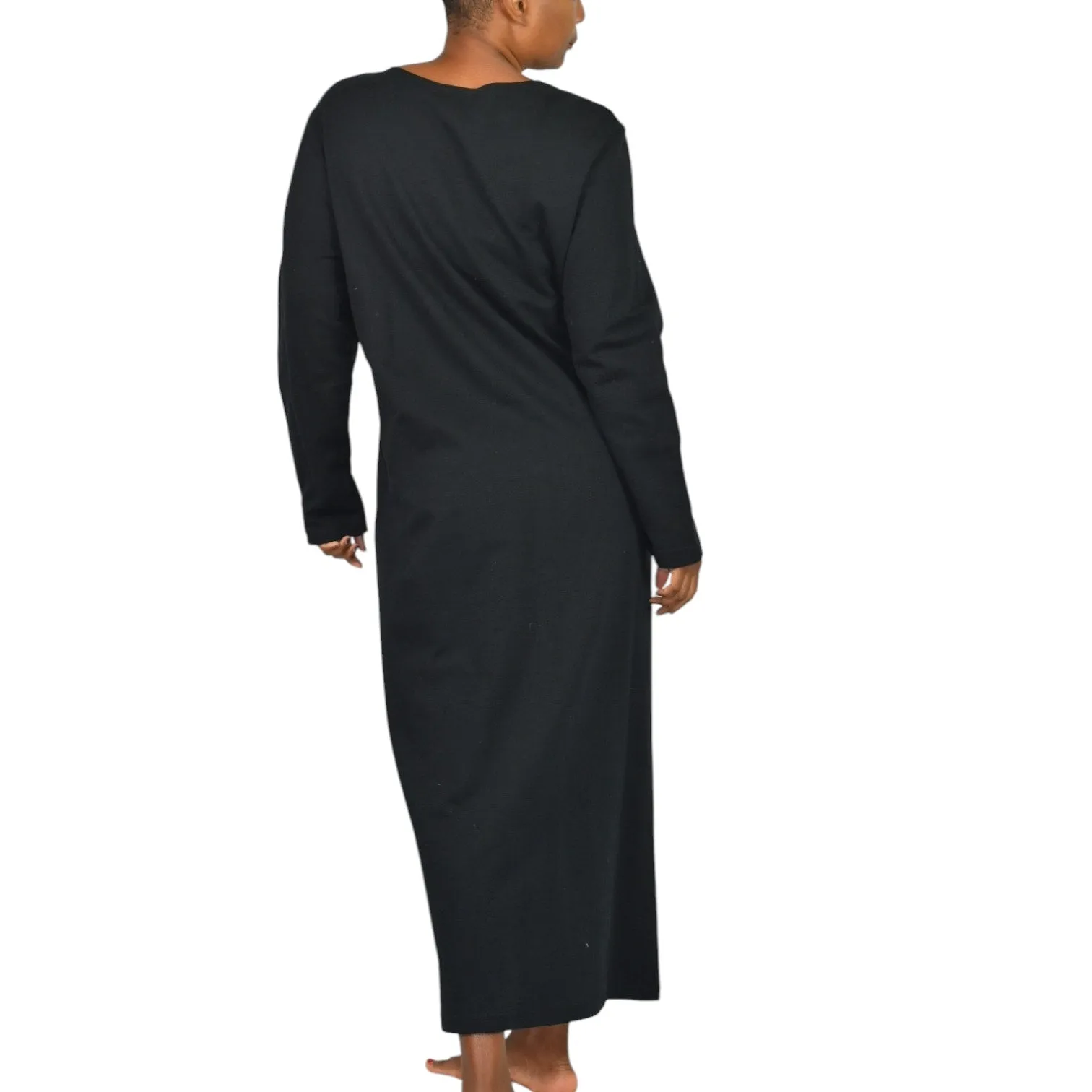 Vintage Cite Giraffe Knit Dress Black Maxi Wearable Art Graphic Lounge Casual Size Small