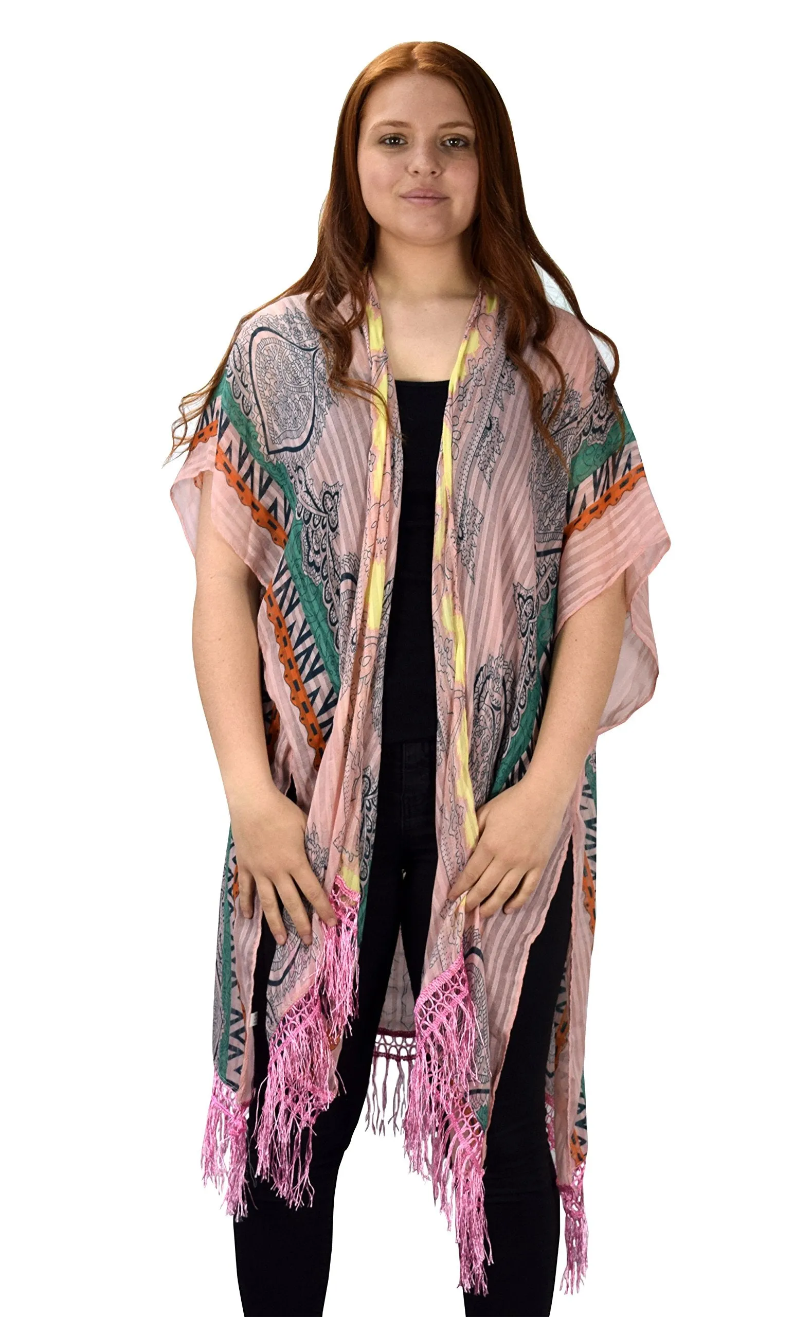 Vintage Kimono Tie Dye Robe Lightweight Cardigan Summer Poncho