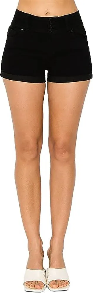 WAX JEAN High Rise Butt I Love You Push Up Denim Shorts with 3-Button Stacked Band