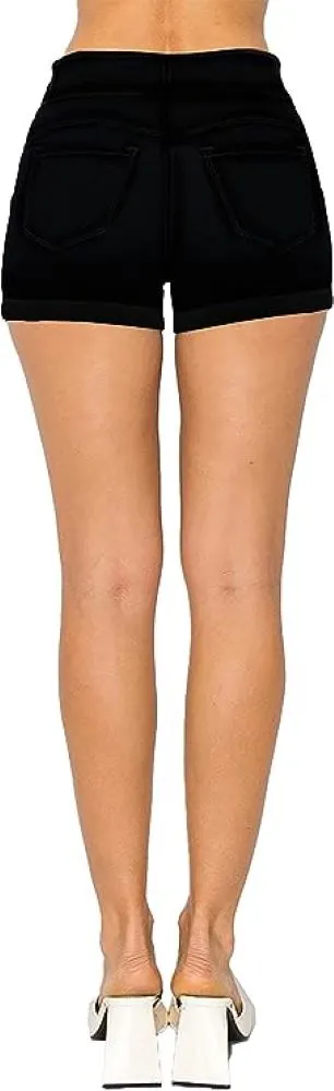 WAX JEAN High Rise Butt I Love You Push Up Denim Shorts with 3-Button Stacked Band