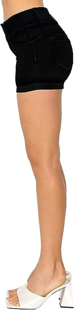 WAX JEAN High Rise Butt I Love You Push Up Denim Shorts with 3-Button Stacked Band