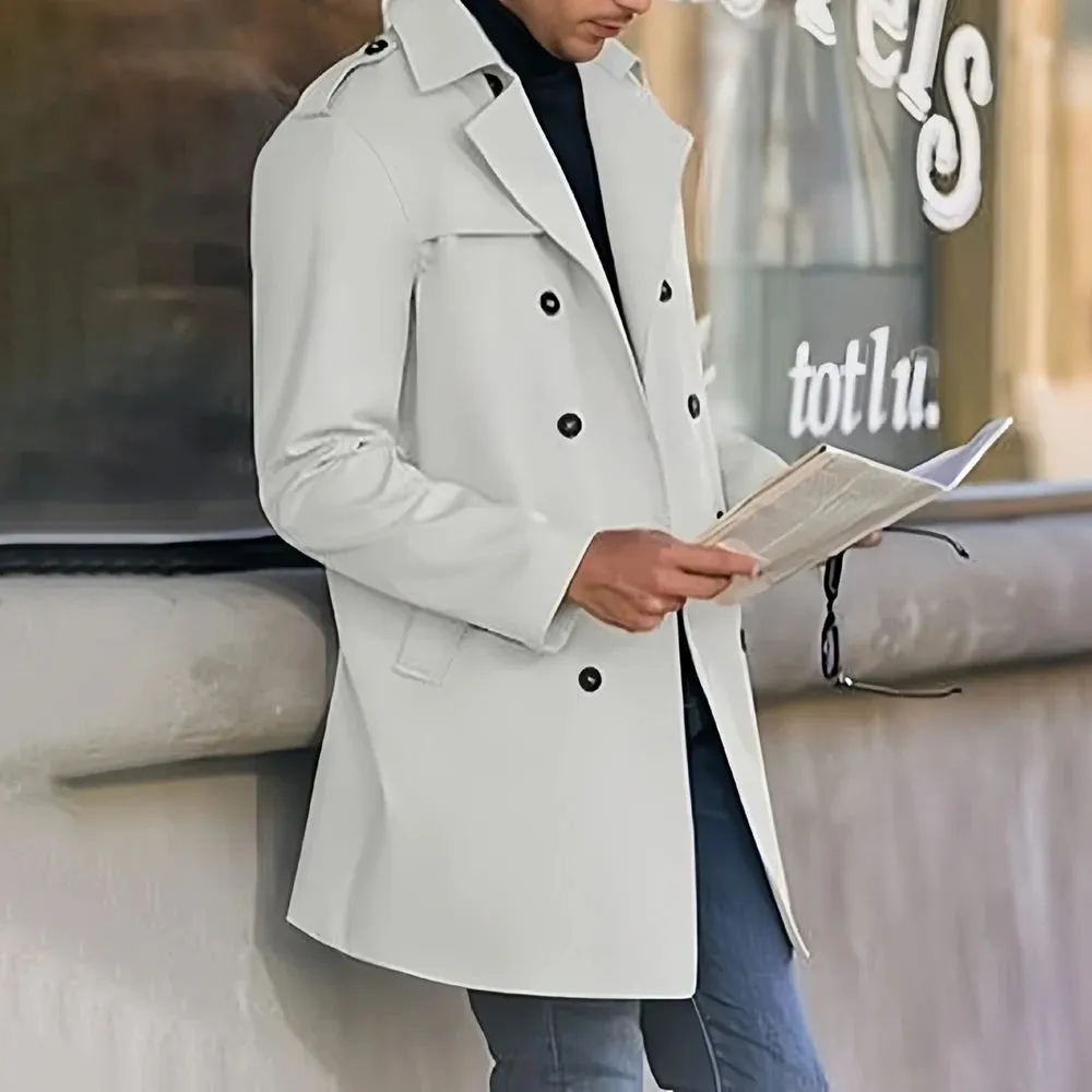 WIAOFELLAS  -  2025 Spring And Autumn Mens Coat Mid-Length Double-Breasted European And American Street Casual Windbreaker Cardigan Jacket Men