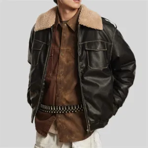 WIAOFELLAS  -  Retro PU Leather Jacket Men Winter Thick Lamb Jacket Coat Men Oversized Streetwear Hip Hop Zip Up Windbreaker Black Brown Jacket