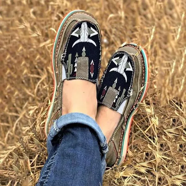 Women’s Casual Retro Graffiti Slip-On Flats 51469911S