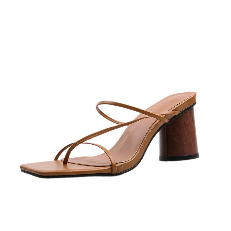 Women's Open Square Toe Flat Sandals Slip On Slipper Casual Shoes