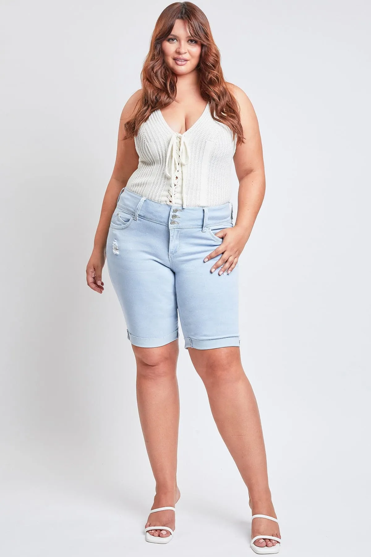Women's Plus WannaBettaButt Cuffed Bermuda Shorts