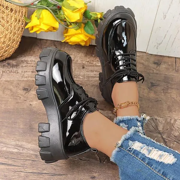 Women's Thick Sole Round Toe Lace-Up Loafers 52194087S