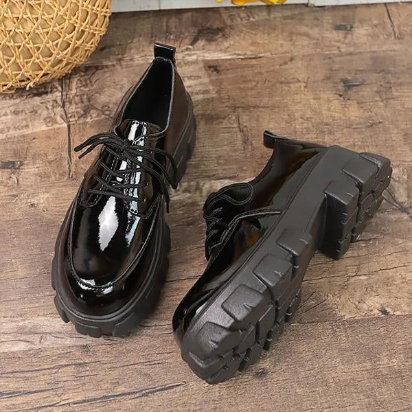 Women's Thick Sole Round Toe Lace-Up Loafers 52194087S