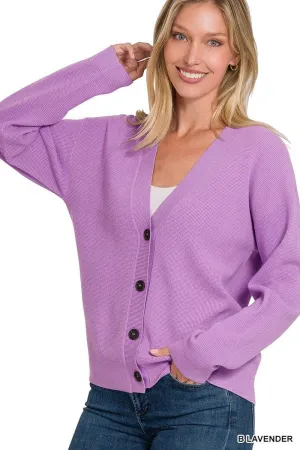 Zoey Viscose Sweater Cardigan Lavender